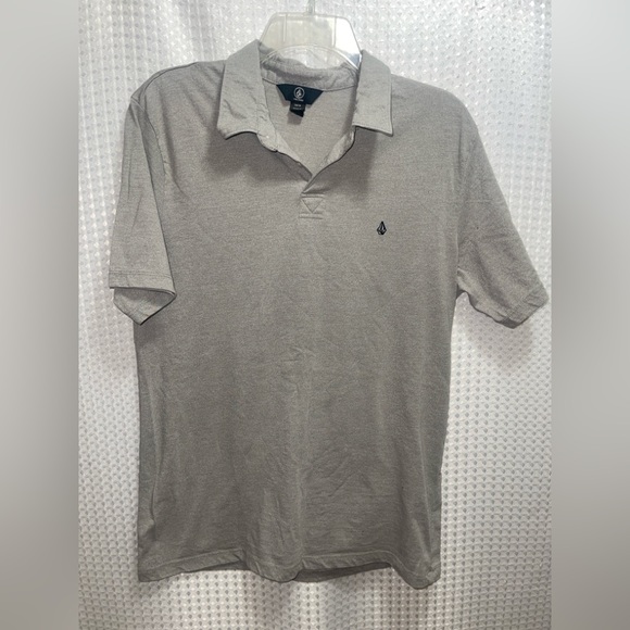 Volcom Men’s Polo Shirt Gray Short Sleeve Logo Embroidered Medium - Picture 1 of 4